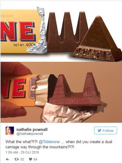 Toblerone changes its iconic shape! Fans do mind the Gap. | Pulse